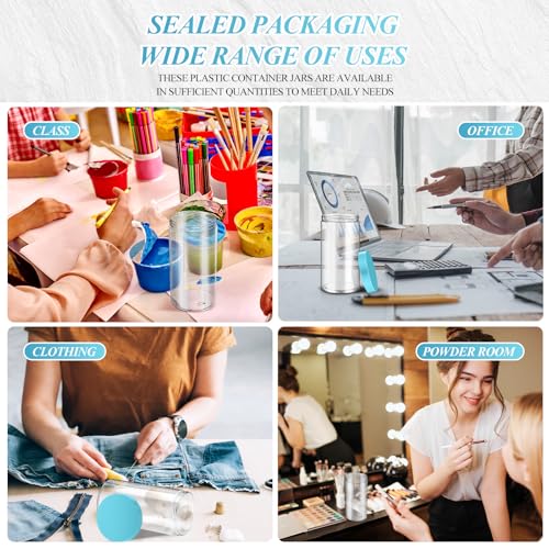 4 Pcs Plastic Jars Wide Mouth with Lids (4 Count)