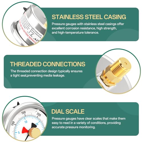 0 300PSI Stainless Steel with Reset Pointer Liquid Filled Pressure Gauge