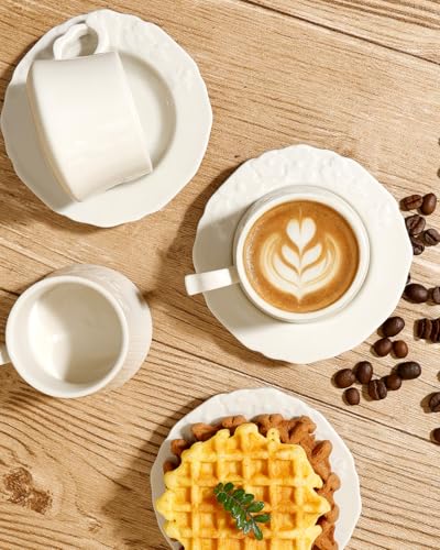 Ceramic Espresso Cups and Saucers Set of 4 (4 Count)