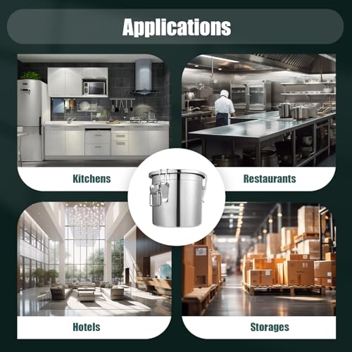 405 OZ Stainless Steel Canister Rice Cereal Grain Storage Containers with Lid Airtight Coffee Bean Storage Milk Flour Sugar Food Storage for Home Bar Restaurant