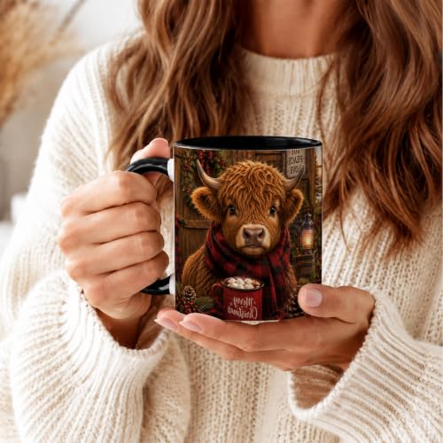 Cozy Christmas Highland Cow Coffee Mug