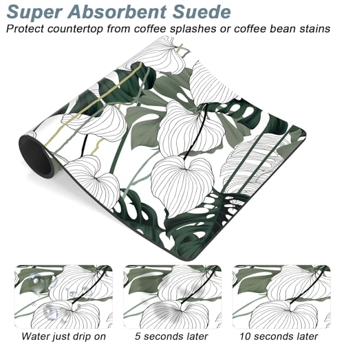 Coffee Mat 12" x 19" Cute Coffee Bar Mats for Espresso Machine Station Accessories and Organizer