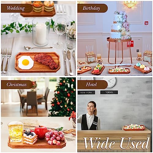 12 Pcs 10 x 5 Inch Wooden Serving Platter Bulk Acacia Wood Platters (12 Count)
