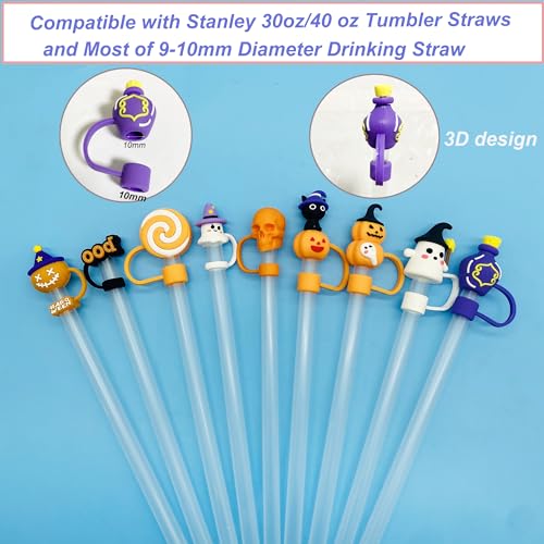 9PCS 3D Halloween Straw Toppers for Stanley Cup (9 Count)