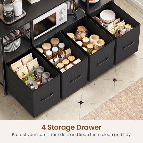 Bakers Rack with Power Outlet and LED Light