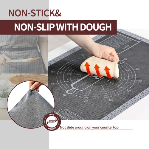 Silicone Pastry Mat Extra Large with Measurements 26''x16'' for Reusable