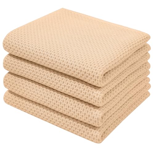 100% Cotton Waffle Weave Kitchen Dish Towels 4 (4 Count)