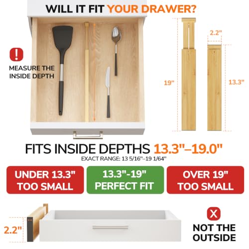 Bamboo Expandable Drawer Dividers (4 Count)