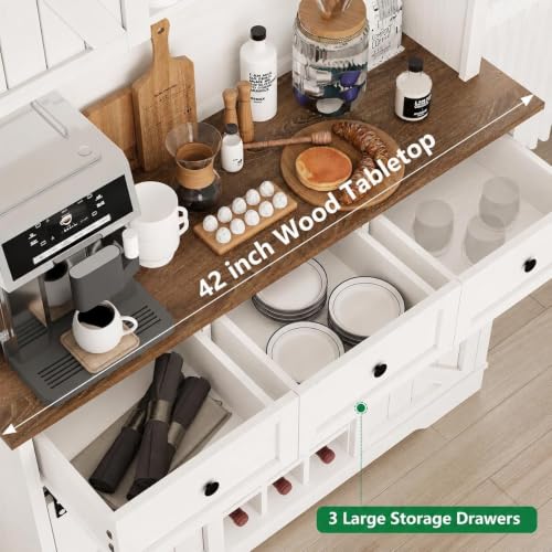 Farmhouse Coffee Bar Cabinet with Wine Rack
