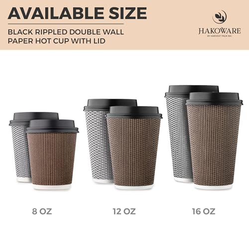 12 oz Disposable Paper Coffee Cups with Lids Insulated Double (400 Count)