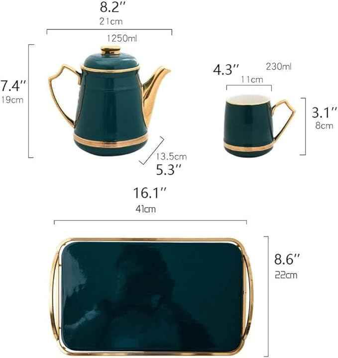 Nordic Luxury Tea Set - Bone China Teacup Set with Tray, 6-Piece or 8-Piece, Elegant Teapot with Filter for Fruit & Scented Tea, Perfect for Tea Parties & Gifts(8pcs)