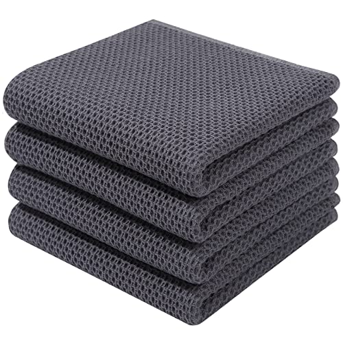 100% Cotton Waffle Weave Kitchen Dish Towels 4 (4 Count)