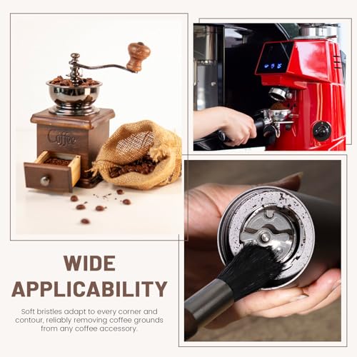 2 Pieces Beige Coffee Grinder Cleaning Brush with Black Bristle