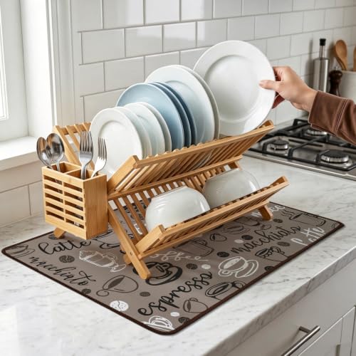 Coffee Mat 2 Pack 12x19 Inch Absorbent Non