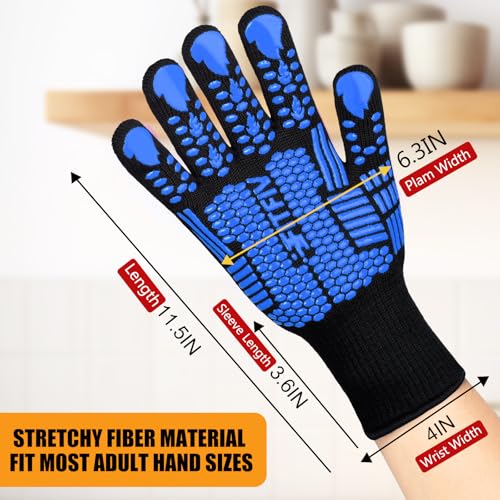 BBQ Gloves 1472°F Heat Resistant with Silicone Grip Oven Mitts (2 Count)