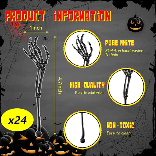 24 Pcs Halloween Swizzle Sticks Skeleton Cocktail Garnish (24 Count)