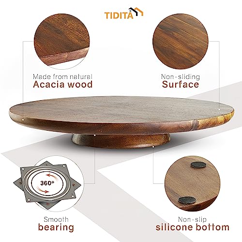 13" Acacia Cake Stand Rotating