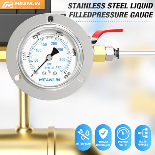 0~5000Psi Liquid Filled Pressure Gauge Front Flange Panel Mount