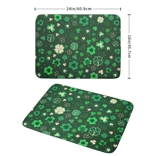 Happy St. Patrick's Day Dish Drying Mat for Kitchen Green Lucky Shamrock Clover Dish Drying Mat for Dishes Spring Irish Drying Mats 18x24 Inch Absorbent Reversible Dish Pad for Countertop Coffee Bar