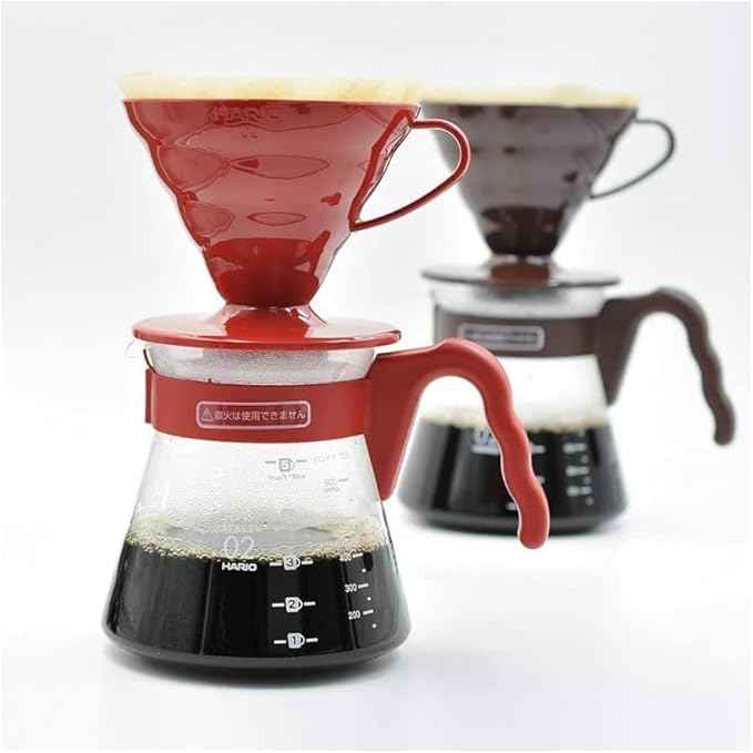 Hario V60 Pour Over Coffee Starter Set, Size 02, Red