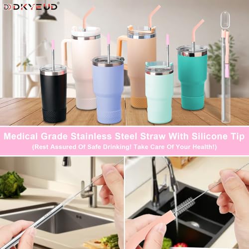 Quality Upgraded 9In Medical Grade 316 Stainless Steel Straws Set 1 PCS with 3 Silicone Accessories