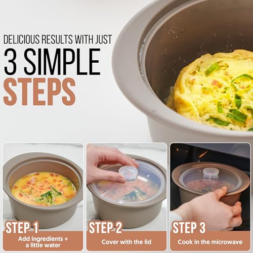 27oz Platinum Silicone Microwave Steamer Pot with Handle & Lid
