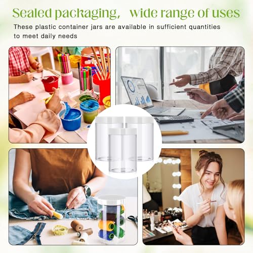4 Pcs Plastic Jars Wide Mouth with Lids (4 Count)