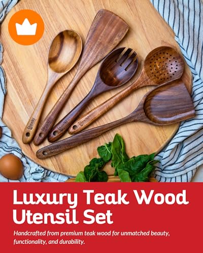 Luxury Teak Wood Utensil Set (6 Count)