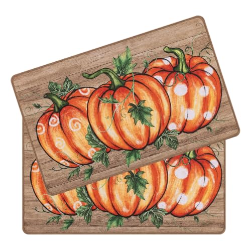 Fall Dish Drying Mat 2 Pack 12x19 Inch (2 Count)