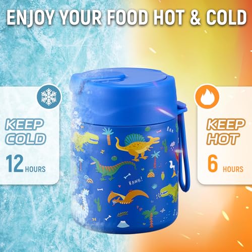 17oz Soup Thermo for Hot Food Kids Insulated Vacuum Food Jar with Stainless Steel Spoon Wide Mouth Thermo Leakproof Lunch Food Container Kids Hot Lunch Box