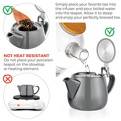 Pluto Porcelain Small Teapot Grey