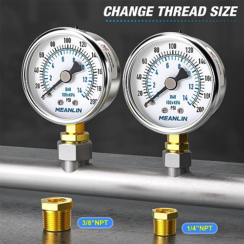 0~200Psi Dry Pressure Gauge Stainless Steel 1