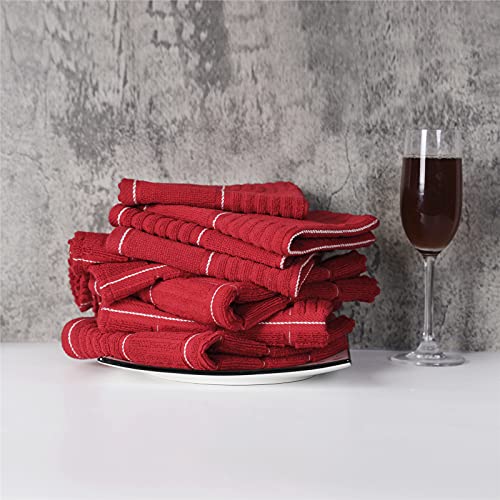 Red Kitchen Towels and Dishcloths Set (8 Count)