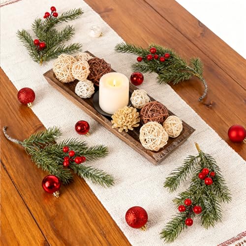 Decorative Wooden Tray Long Narrow Centerpiece Candle Holder