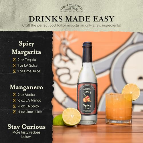 Spicy Habanero Infused Simple Syrup for Cocktails (12.7 Fl Oz)