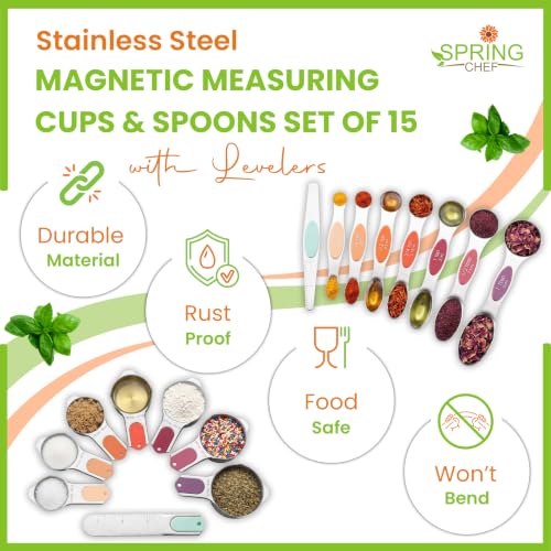 15 Magnetic Measuring Cups & Spoons w (15 Count)