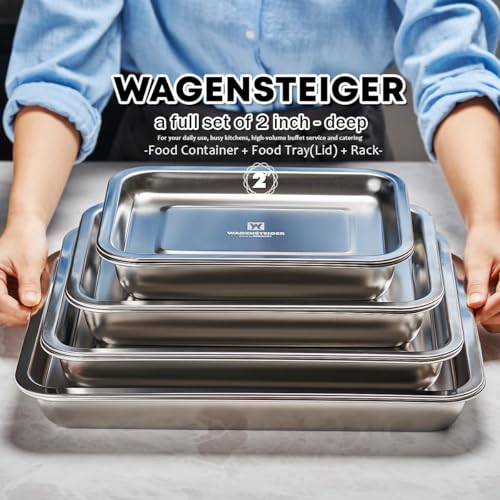 Stainless Steel Casserole Pan or Food Prep Container with Rack & Lid