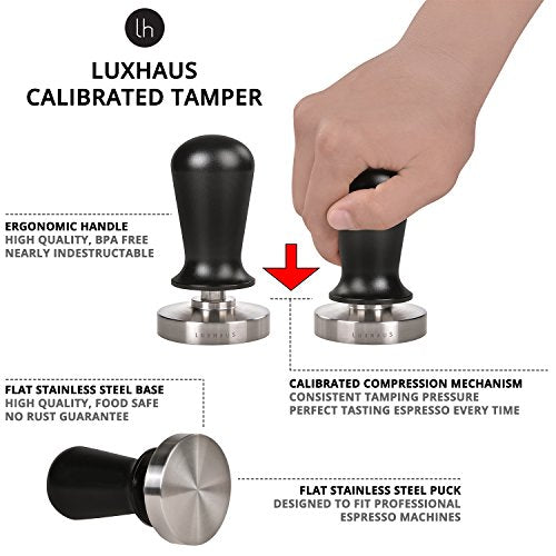 53mm Calibrated Coffee Tamper for Espresso Machine with Spring Loaded 100% Flat Stainless Steel Base