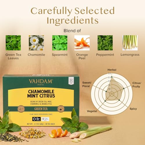 Chamomile Mint Citrus Green Tea Bags (30 Count)