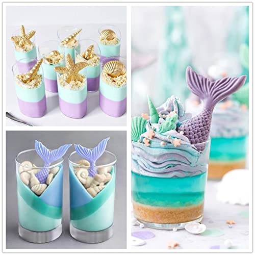 Mermaid Theme Cake Fondant Mold 3pcs Seahorse Seashell Starfish Mermaid Tail Under the Sea Silicone Baking Mold for Chocolate Candy Cake Decoration Polymer Clay Gum Paste Craft