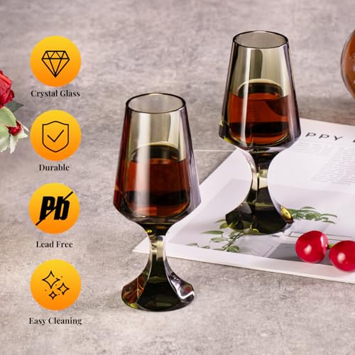 Crystal Snifter Glasses Set of 2 Hand Blown Stemmed Whiskey Glass (2 Count)