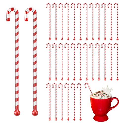 30 Pcs Christmas Drink Stirrers Candy Cane Stir Sticks (30 Count)