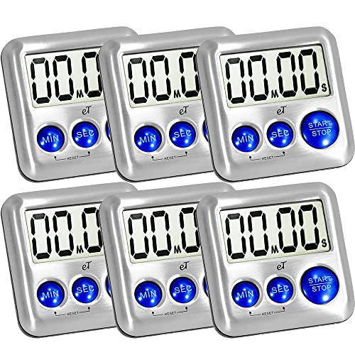 Elegant Digital Kitchen Timer Stainless Steel (6 Count)