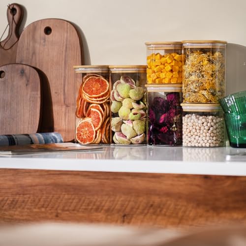 22oz/37oz/50oz Square Glass Storage Containers with Lids 6-Pack (6 Count)