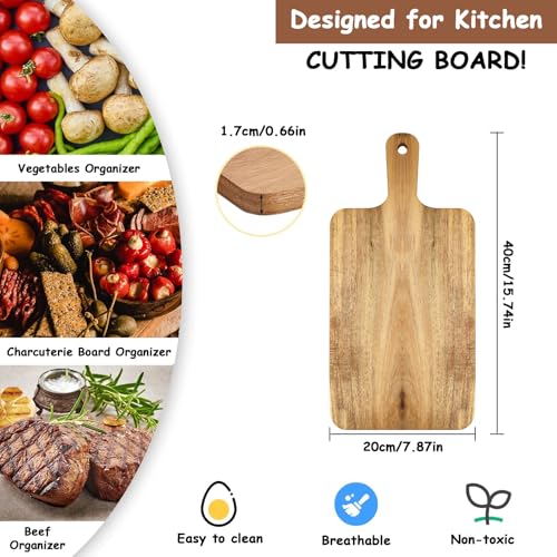 10 Pcs Acacia Wood Cutting Board with Handle (10 Count)