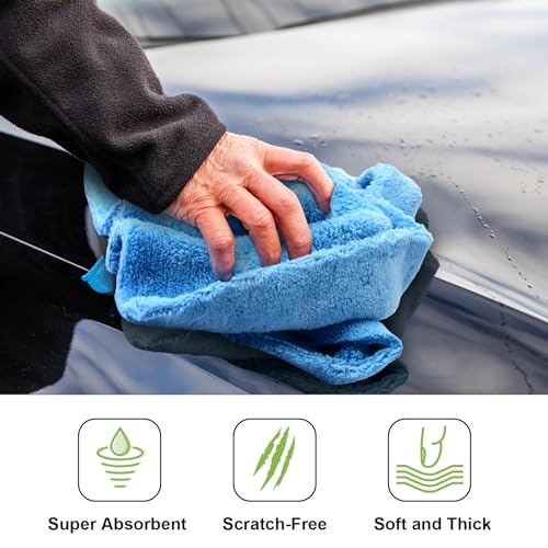 30 Pcs 16 x 16 Inch Edgeless Microfiber Plush Towels for Cars Detailing Drying Wash Polishing Absorbent Cleaning Cloths