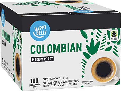Amazon Brand Happy Belly Medium Roast Coffee Pods (100 Count)