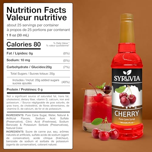 Cherry Syrup Flavored Syrup for Drinks (25.4 Fl Oz)