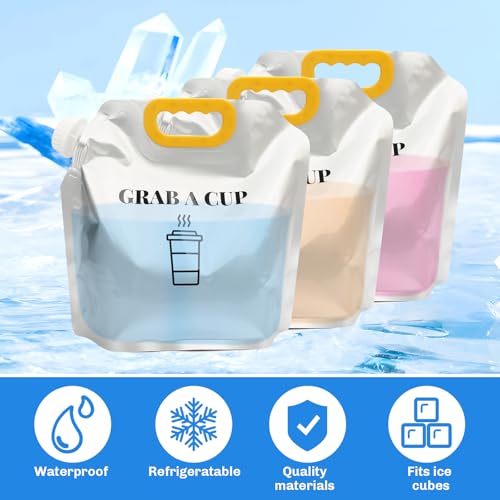 10 Pack Disposable Coffee Dispensers with Handle Coffee Box Cold Hot Beverage Dispenser COFFEE Carrier with Handle Take Out Camping Water Storage Containers Water Bag for Hiking (10 Count)