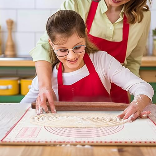 French Rolling Pin and Silicone Baking Mat Set